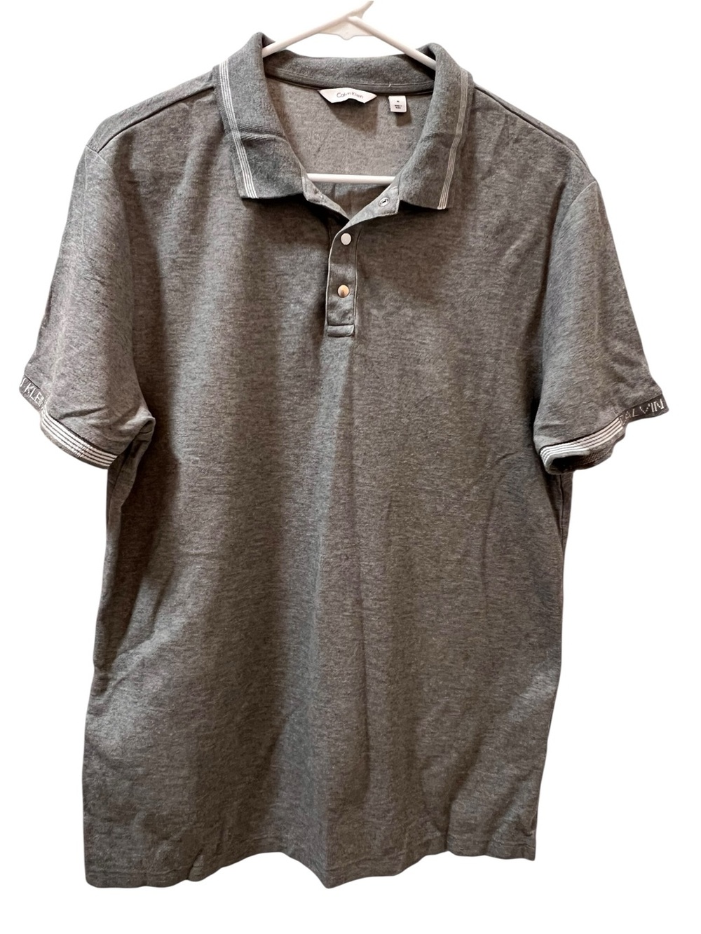 Calvin Klein Gray Polo Shirt Men’s Medium Logo Sleeve